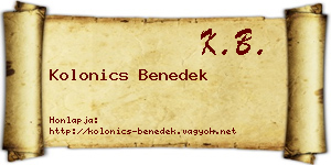 Kolonics Benedek névjegykártya