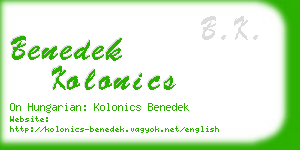 benedek kolonics business card